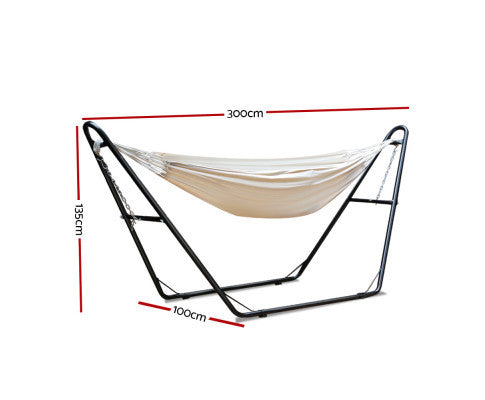 LINNET OUTDOOR HAMMOCK BED WITH STEEL FRAME STAND - CREAM