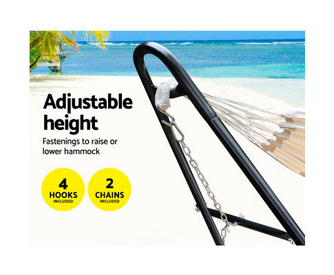 LINNET OUTDOOR HAMMOCK BED WITH STEEL FRAME STAND - CREAM