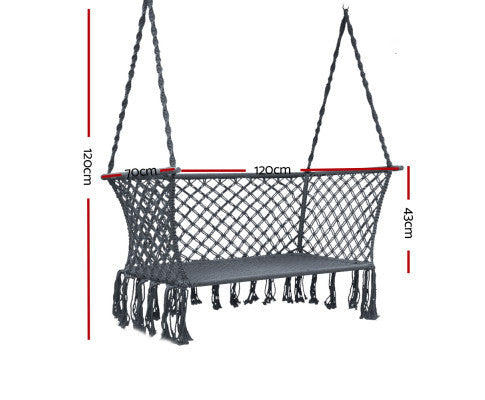 MADELYN INDOOR/ OUTDOOR 2 SEATER HAMMOCK CHAIR - GREY