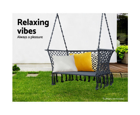 MADELYN INDOOR/ OUTDOOR 2 SEATER HAMMOCK CHAIR - GREY