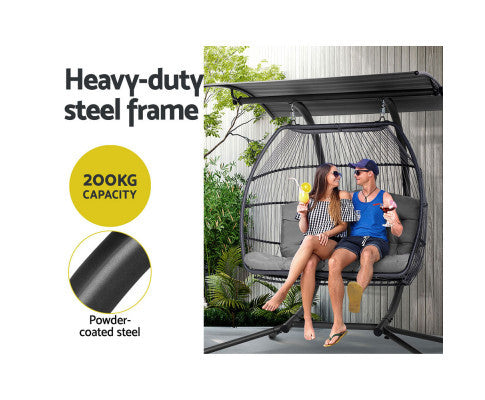 DARCEY OUTDOOR DOUBLE HANGING POD CHAIR - GREY