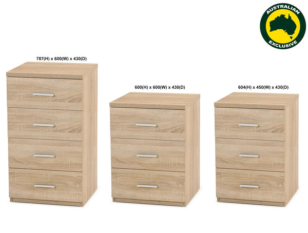 HUGO (AUSSIE MADE) BEDSIDE TABLES COLLECTION - ASSORTED STAINED COLOURS