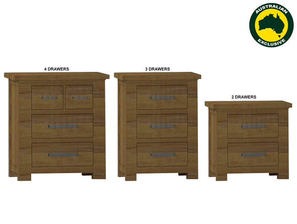 HAMERTON (AUSSIE MADE) BEDSIDE TABLE COLLECTION - ASSORTED STAINED COLOURS