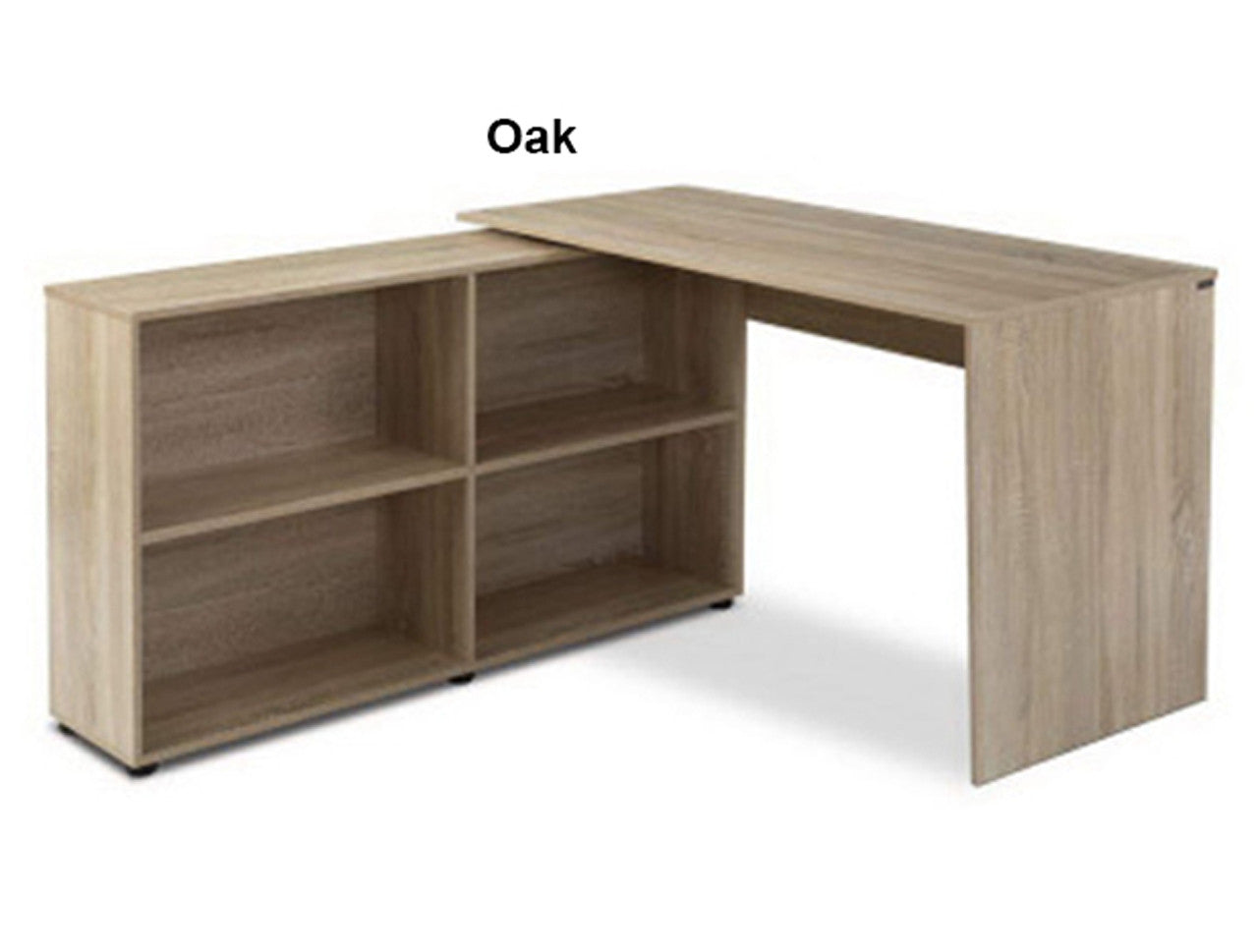 HAMILTON COMPUTER DESK WITH SWIVELLING BOOKCASE - WHITE OR OAK