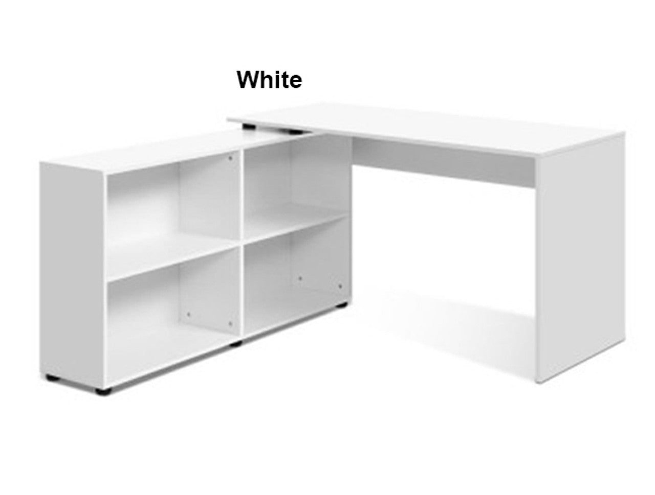 HAMILTON COMPUTER DESK WITH SWIVELLING BOOKCASE - WHITE OR OAK