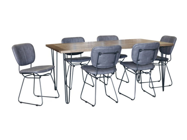 DARWIN 7 PIECE HARDWOOD DINING SETTINGS - 1800(W) x 1050(D) TABLE - AS PICTURED