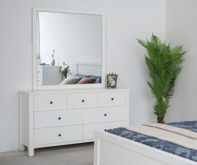 HAVEN 7 DRAWER DRESSING TABLE WITH MIRROR - WHITE