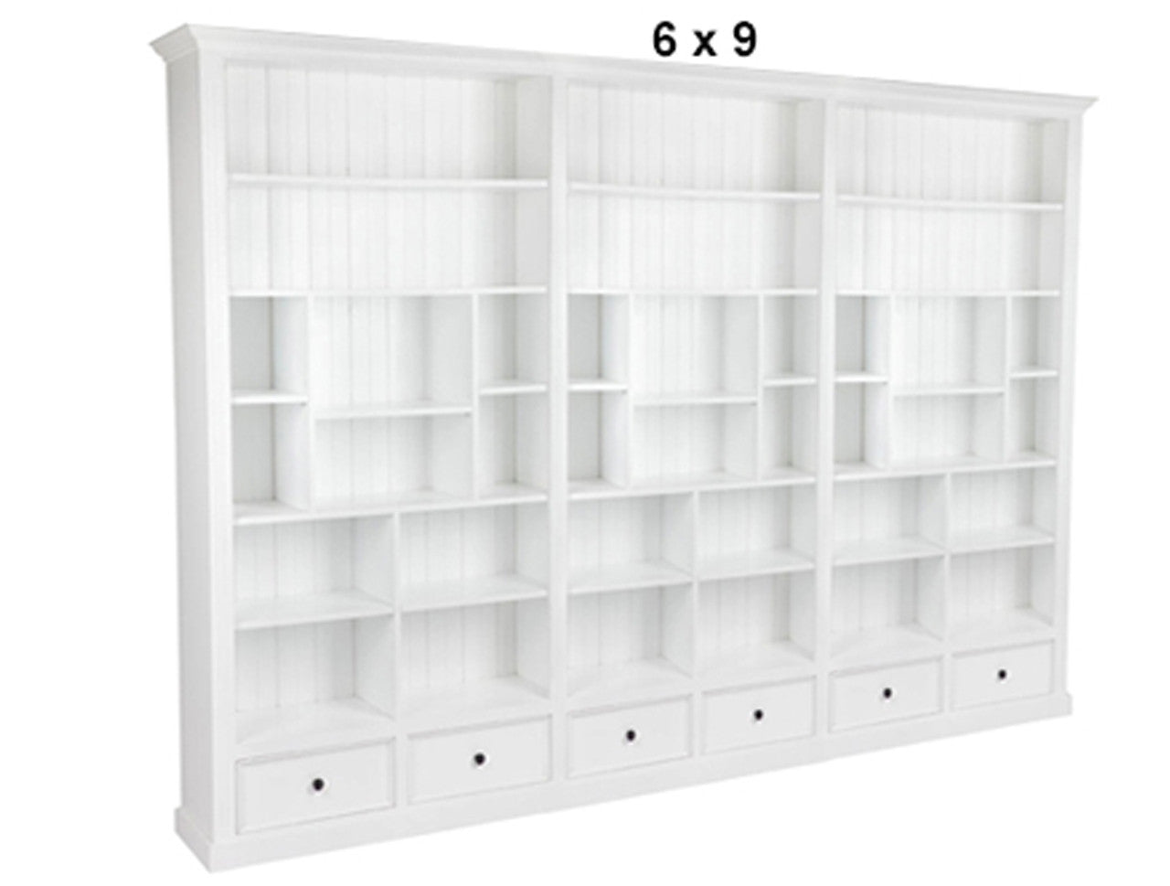 HERALDY (AUSSIE MADE) HIGHLINE WITH 36 SHELVES / 6 DRAWERS BOOKCASE COLLECTION - 3 SECTION PIGEON PAIRED - ASSORTED PAINTED COLOURS - STARTING FROM $3599