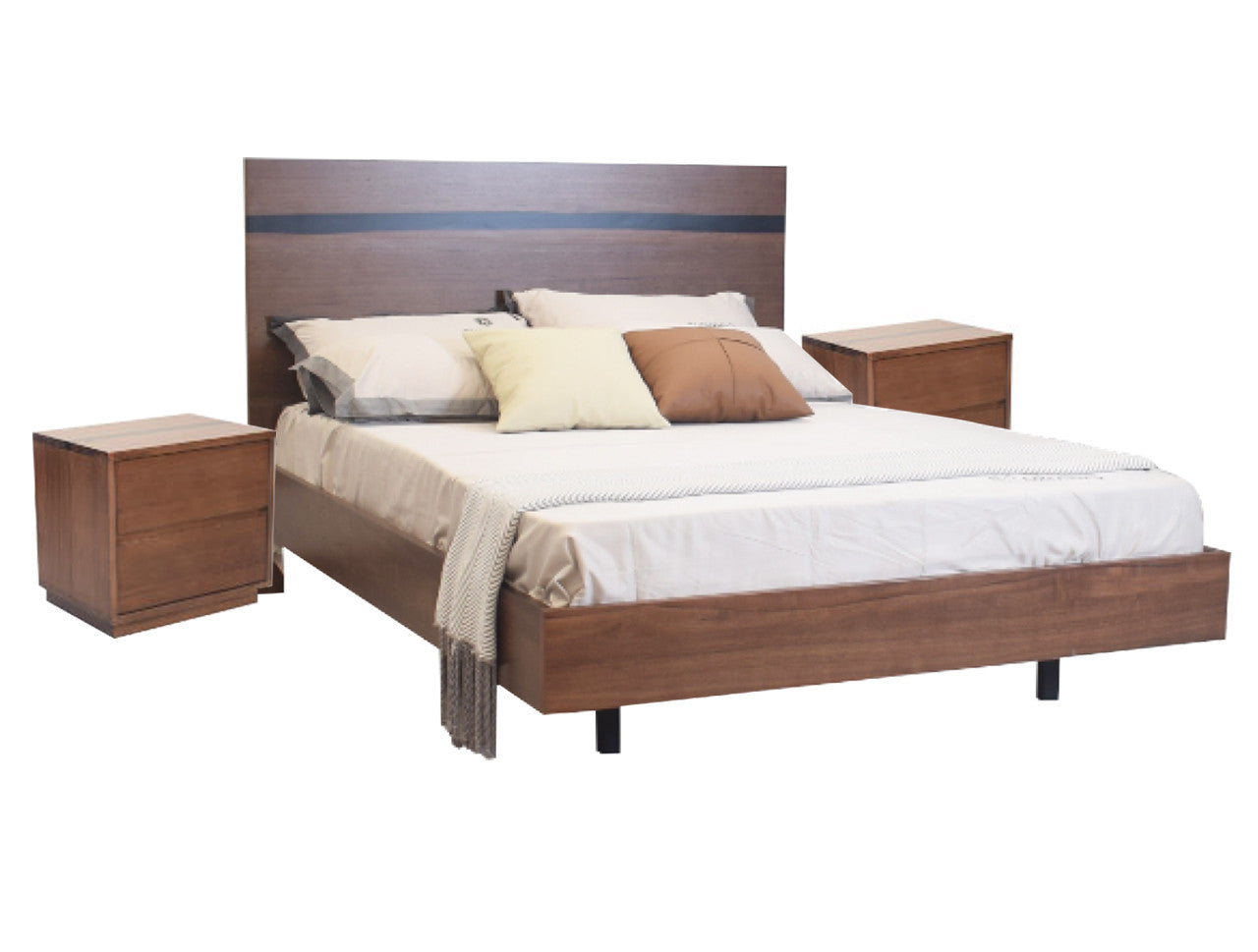 YURI QUEEN 3 PIECE (BEDSIDE) BEDROOM SUITE - WALNUT