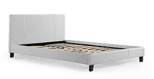 QUEEN PAIGE LEATHER BED FRAME - WHITE