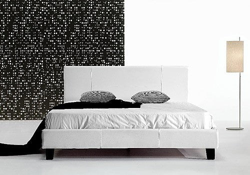 QUEEN PAIGE LEATHER BED FRAME - WHITE