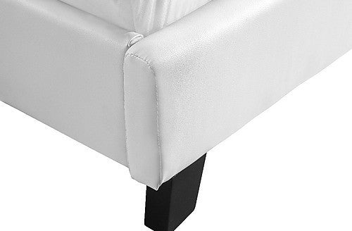 QUEEN PAIGE LEATHER BED FRAME - WHITE