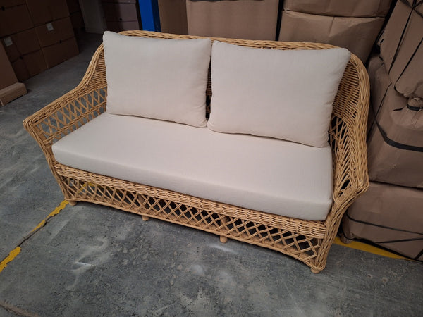 LAURIE 2 SEATER CANE LOUNGE (MODEL:DET872L) INCL CUSHION - NATURAL