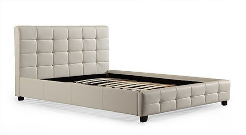 QUEEN CHARLOTTE LEATHER DELUXE BED FRAME - WHITE