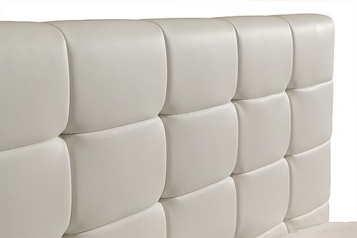 QUEEN CHARLOTTE LEATHER DELUXE BED FRAME - WHITE