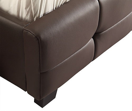 DOUBLE THORFINN LEATHER DELUXE BED FRAME - BROWN