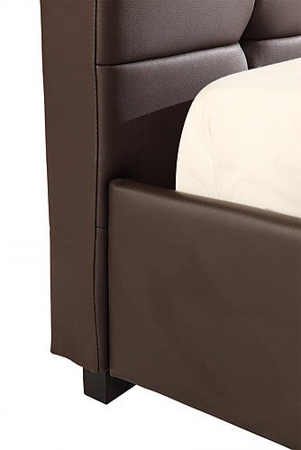 DOUBLE THORFINN LEATHER DELUXE BED FRAME - BROWN