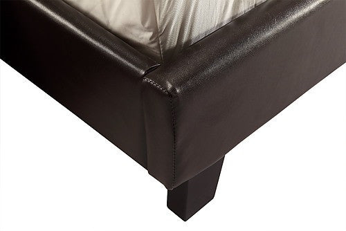 QUEEN ELANOR LEATHER BED FRAME - BROWN