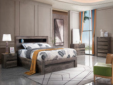 CHARLEIGH QUEEN 5 PIECE (DRESSER) BEDROOM SUITE WITH LED LIGHT - CHARCOAL OAK