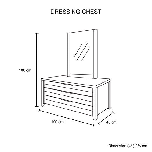 VAUGHAN 3 DRAWER DRESSING TABLE WITH MIRROR - 1000/1800(H) x 1000(W) x 450(D) - OAK