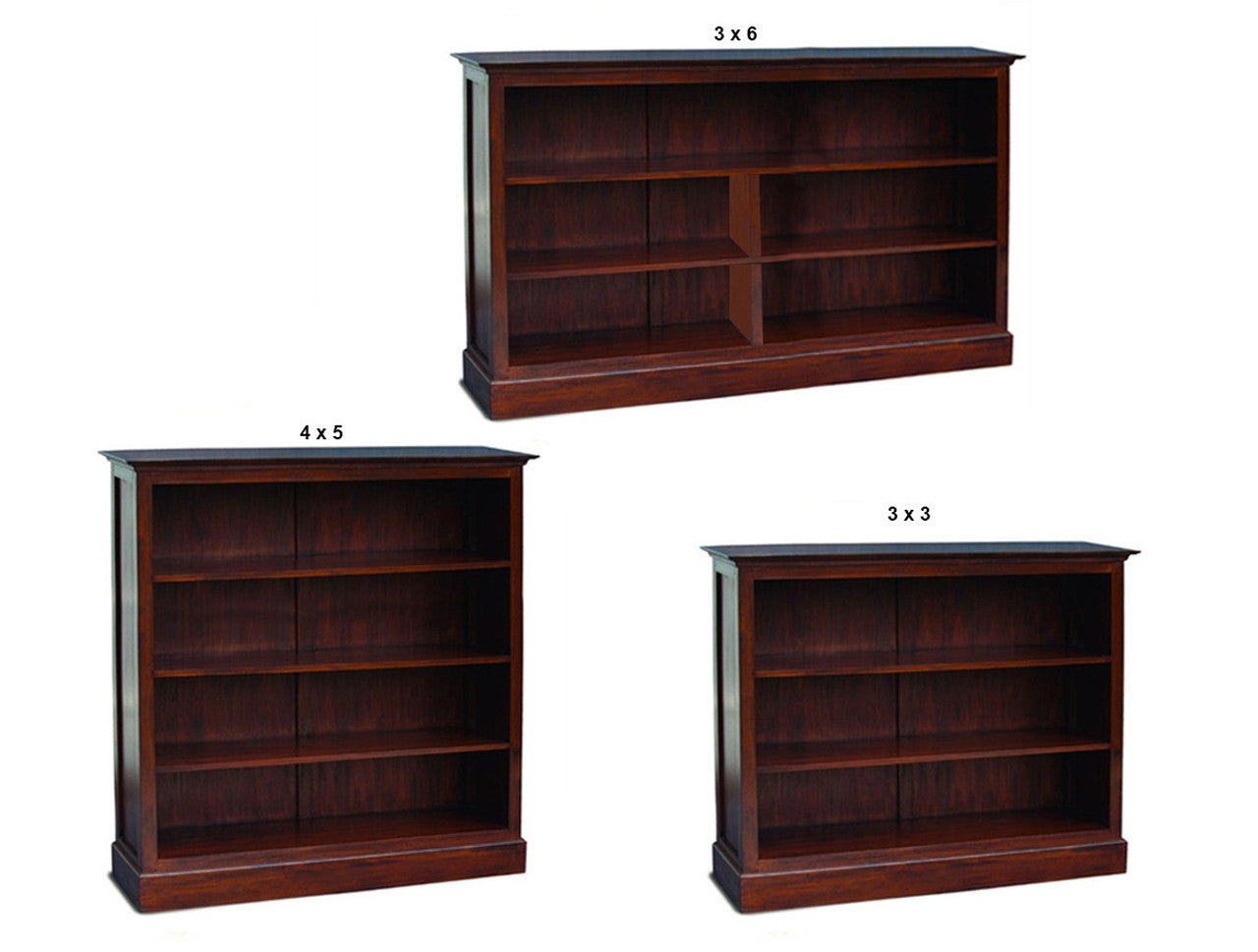 JULIAN (Aussie Made) LOWLINE BOOKCASE COLLECTION - TASSIE OAK COMBINATION - ASSORTED STAINED COLOURS - STARTING FROM $899