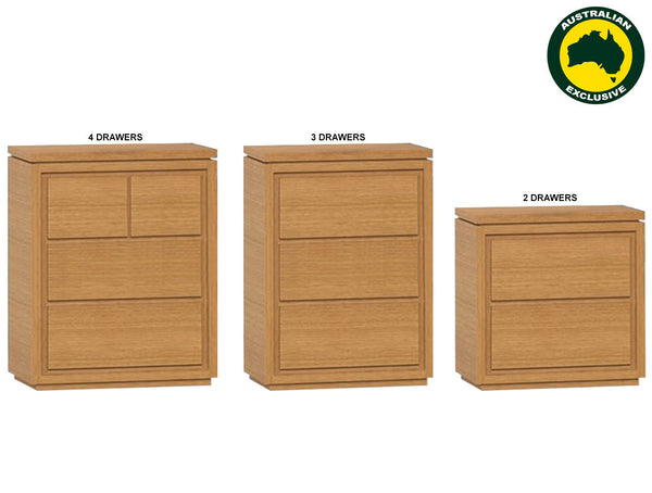 JACKIE (AUSSIE MADE) BEDSIDE TABLE WITH FLOATING BASE COLLECTION - TASSIE OAK COMBINATION - ASSORTED STAINED COLOURS