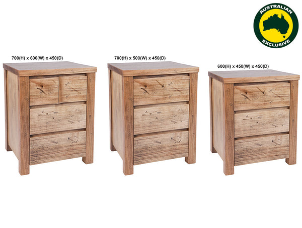 JACKSONVILLE (AUSSIE MADE) BEDSIDE TABLE COLLECTION - TASSIE OAK COMBINATION - ASSORTED STAINED COLOURS