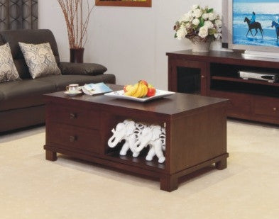 JAMES COFFEE TABLE WITH 2 DRAWERS - 1200(W) X 700(D)- (MOUNTAIN ASH) - PALE BROWN