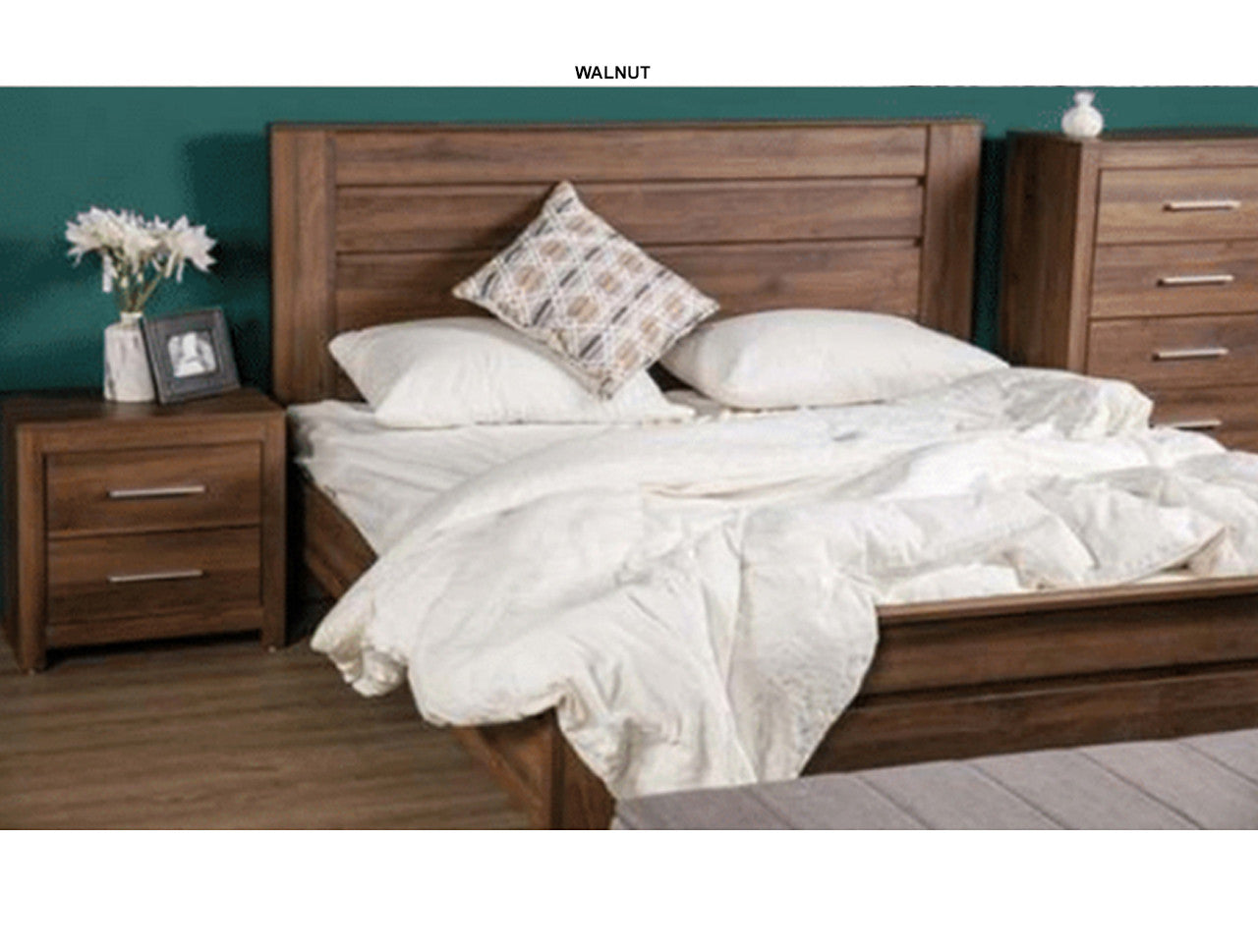 DOUBLE OR QUEEN JEFFREY BED FRAME - WALNUT OR DARK OAK