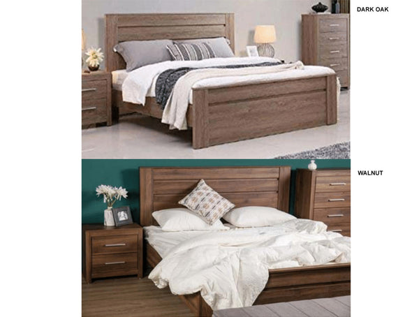 DOUBLE OR QUEEN JEFFREY BED FRAME - WALNUT OR DARK OAK
