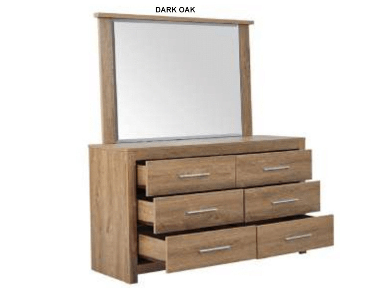 JEFFREY 6 DRAWER DRESSER WITH MIRROR - WALNUT OR DARK OAK