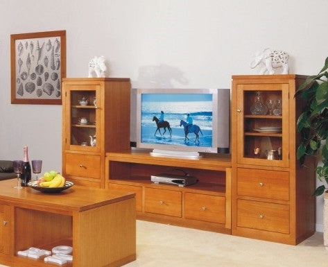 JOE (AUSSIE MADE) 3 PIECE 2 DOOR TV UNIT WITH 6 DRAWERS - TASSIE OAK COMBINATION - 1400(H) X 2450(W) - ASSORTED COLOURS