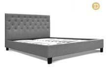 DOUBLE KELLY FABRIC BED FRAME - GREY