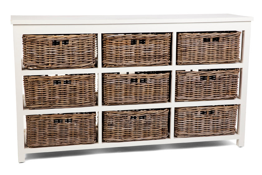 SANS KUBU GREY STORAGE (KGS709) WITH 9 BASKETS - KUBU GREY / WHITE