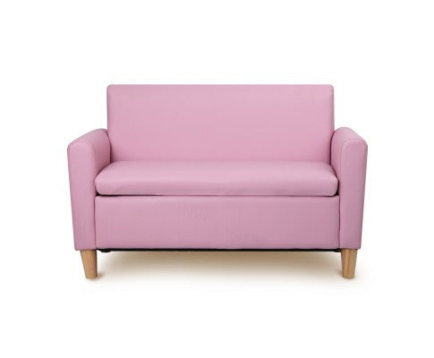 MERINA DOUBLE LEATHERETTE KIDS SOFA - PINK