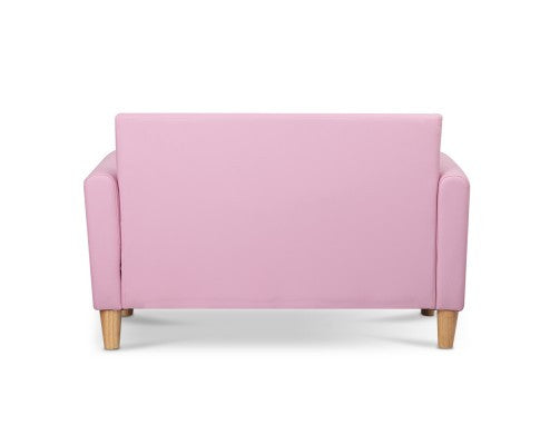 MERINA DOUBLE LEATHERETTE KIDS SOFA - PINK