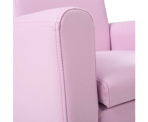 MERINA DOUBLE LEATHERETTE KIDS SOFA - PINK