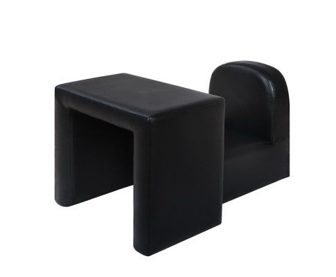 ECCLISE KIDS SINGLE SEATER PU LEATHER CONVERTIBLE ARM CHAIR - BLACK