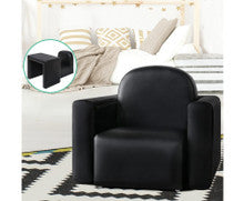 ECCLISE KIDS SINGLE SEATER PU LEATHER CONVERTIBLE ARM CHAIR - BLACK