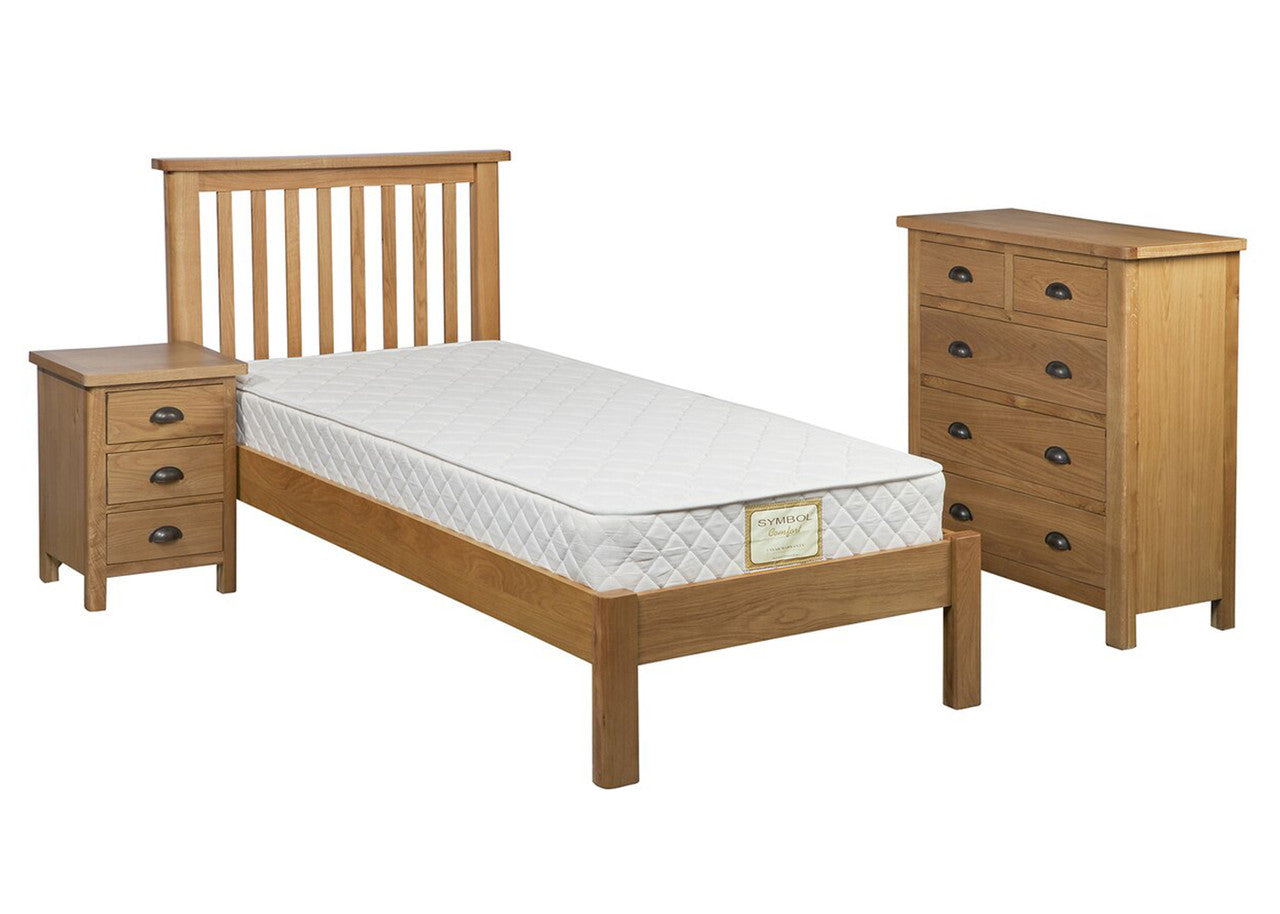 EMINENCE QUEEN 4 PIECE TALLBOY OAK BEDROOM SUITE - (18-1-15) -RUSTIC OAK