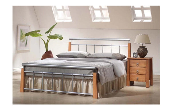 QUEEN KOBI BED FRAME - NATURAL / SILVER