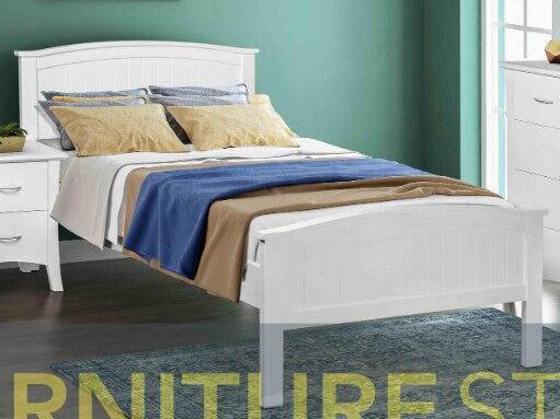 KING SINGLE STELLA PANEL BED - WHITE