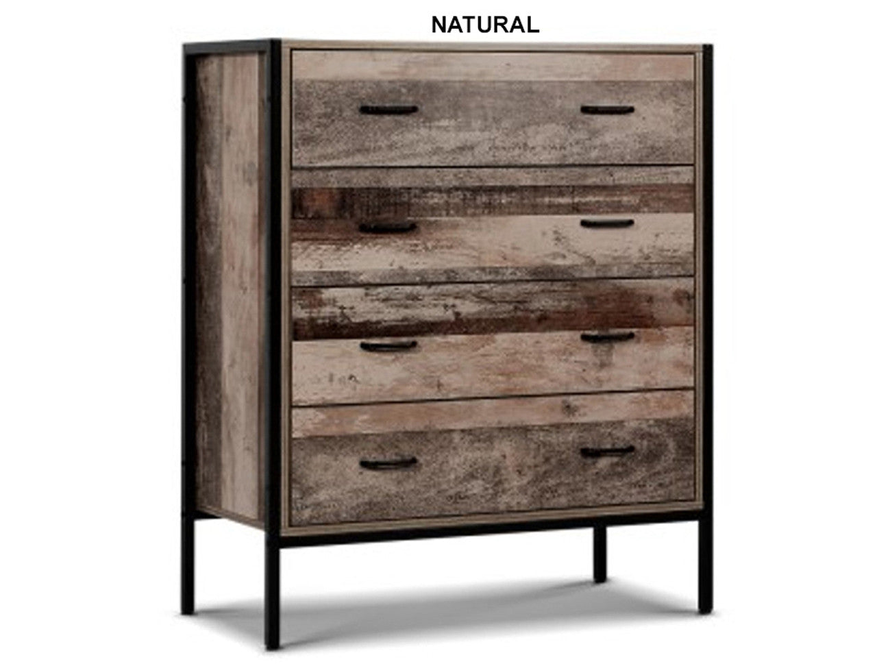 KELLAN/KAYN 4 DRAWER TALLBOY - 1000(H) x 840(W) - OAK FINISHED OR NATURAL