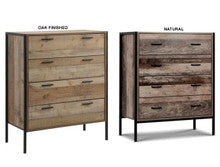 KELLAN/KAYN 4 DRAWER TALLBOY - 1000(H) x 840(W) - OAK FINISHED OR NATURAL