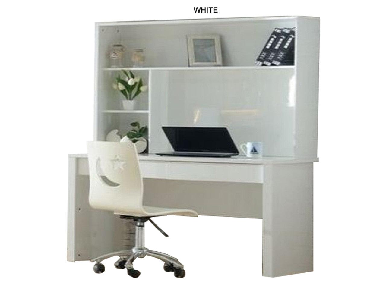 KESWICK 2 DRAWER STUDY DESK WITH HUTCH (LS 151 DESK) - HIGH GLOSS WHITE OR CHARCOAL