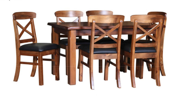 ALANZO 7 PIECE DINING SETTING WITH RANCH CHAIRS - 1800(L) x 1050(W)