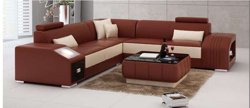 NARVIS CORNER LOUNGE SUITE WITH COFFEE TABLE (MODEL - L6008B) - CHOICE OF LEATHER AND ASSORTED COLOURS AVAILABLE