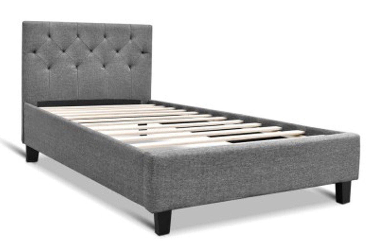 DOUBLE LAUREENA FABRIC BED FRAME - MEDIUM GREY