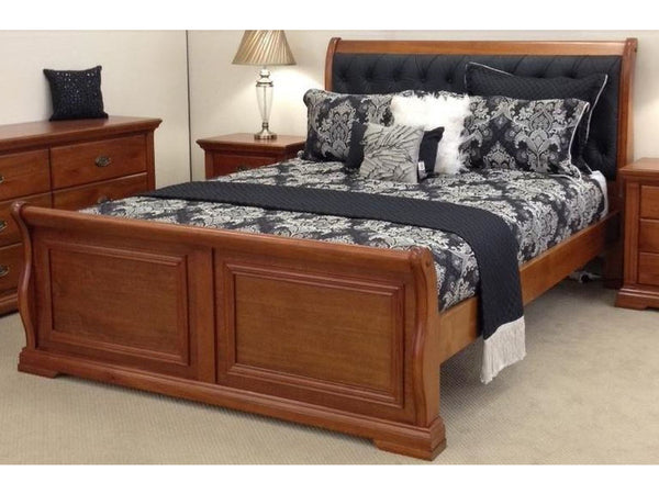 QUEEN LAYFIELD HARDWOOD BED FRAME - BEDROOM SUITE - (MODEL:22-9-3-20-15-18-9-1)