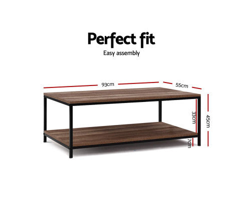 CRESCENT WOODEN COFFEE TABLE - DARK WOOD & BLACK